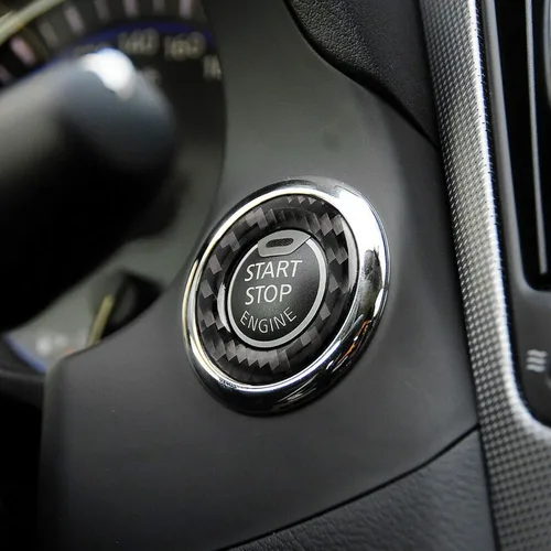 Vista 6 de Xotic Tech - Cubierta de anillo de botón de arranque de motor estilo fibra de carbono compatible con Infiniti Q50 Q60 2014-2019