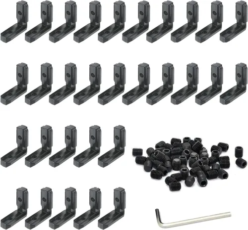 Vista 14 de 10 Conjuntos de Conector de Esquina de Extrusión de Aluminio 2020 Serie 20 Placa de Unión de Ranura en T y V Hardware Conector en L con Tuercas en T