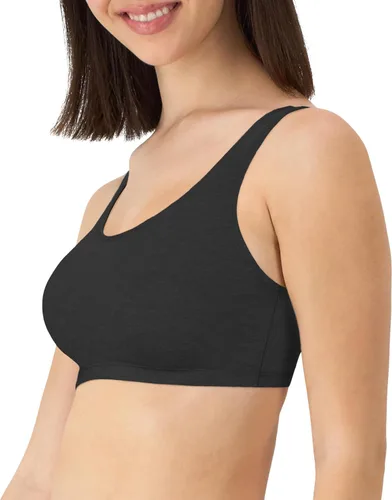 Vista 4 de Hanes Bralette de algodón con espalda cruzada para mujer (paquete de 3), BlancoConcreto Pe HeatherNegro