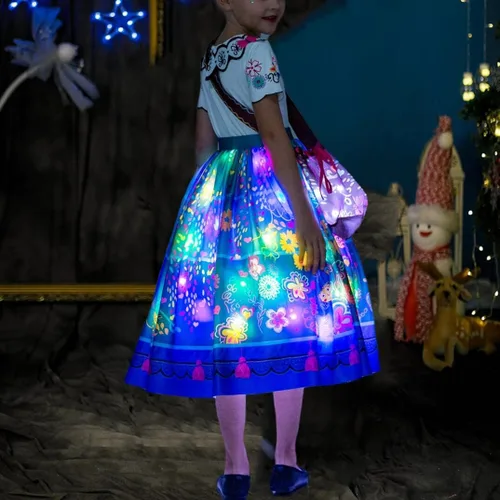 Vista 2 de LETSGLOW Disfraz de princesa para niñas, vestido iluminado para Halloween, carnaval, cosplay, fiesta de cumpleaños