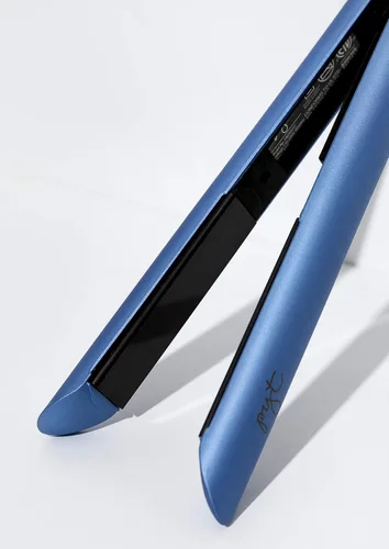 Vista 2 de Luxe - Plancha plana de cerámica de 1 pulgada para un estilo profesional. Doble voltaje 110/240, para alisar, rizar u ondular. Topacio azul