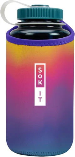 Vista 174 de Sok It BotlSok Funda para botella de agua con cubierta de neopreno aislante (Floral abstracto, se ajusta a CamelBak o Nalgene de 12 onzas)