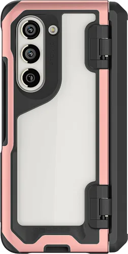 Vista 103 de Ghostek Atomic - Funda delgada para Galaxy Z Flip 4, parte trasera de aramida con parachoques de aluminio rojo, funda protectora de doble capa a