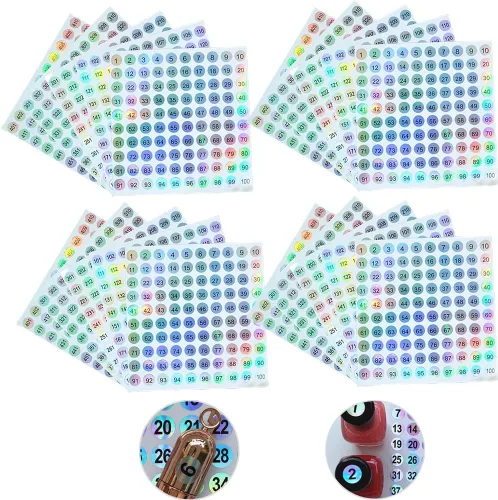 Vista 10 de RIVEENY 20 hojas de calcomanías de números láser reflectantes impermeables número 1-1000, calcomanías redondas autoadhesivas, etiquetas