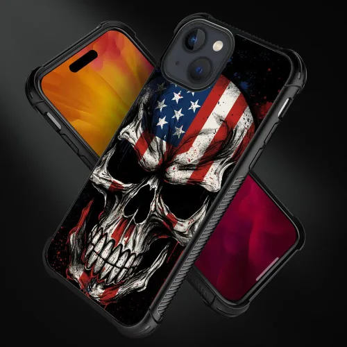 Vista 282 de Funda compatible con iPhone 8, a prueba de golpes, antiarañazos, bandera de ciervos de cola blanca de grano de madera estadounidense