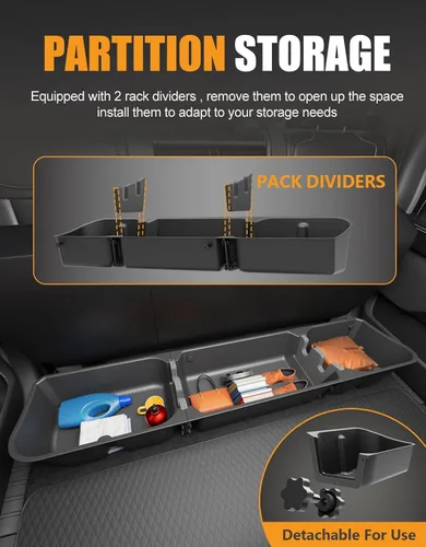 Vista 5 de KINGGERI Cajas de almacenamiento para debajo del asiento compatibles con Ford F-150 F150 SuperCrew Cab 2015-2026, Ford F-250 F-350 F-450 F-550 Super