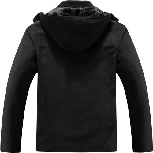 Vista 2 de Chaqueta impermeable ligera para hombre con capucha, para el aire libre, senderismo, viajes