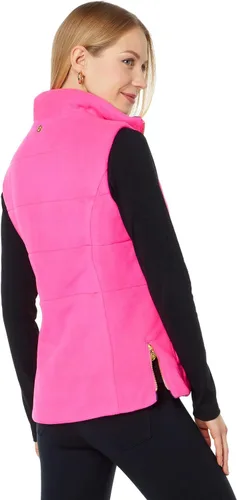 Vista 2 de Lilly Pulitzer Brooklee - Chaleco reversible color rosa granadina XL, Granadina Rosa