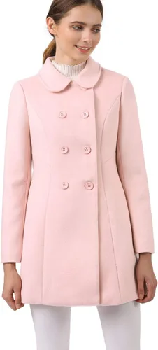 Vista 12 de Allegra K Abrigo Largo De Invierno Con Cuello Peter Pan Y Doble Botonadura Para Mujer Beige