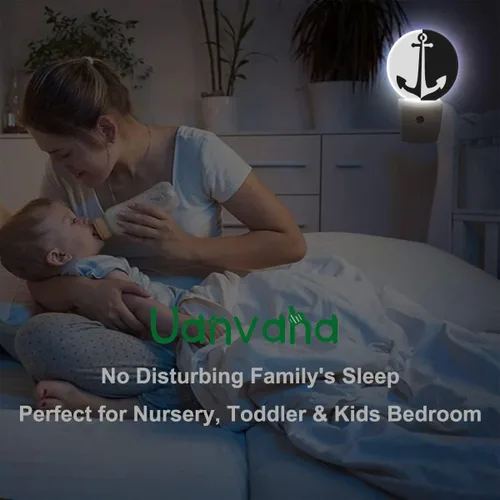 Vista 4 de Luz nocturna de ancla de mar océano ancla náutica negro blanco LED de anochecer a amanecer, sensor automático para dormitorio, baño, pasillo, sala
