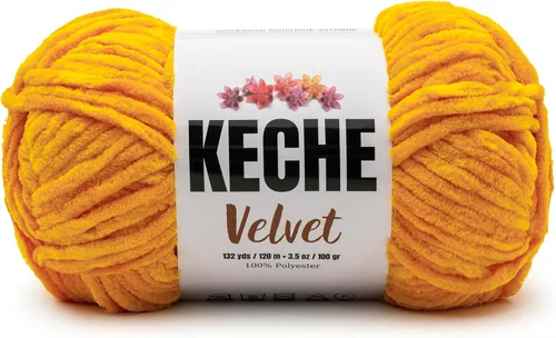 Vista 104 de Keche Hilo para ganchillo, hilo de terciopelo, chenilla suave, manta de bebé voluminosa amigurumi Yarn 3.53 oz (132 yardas) - Arona