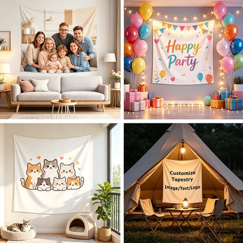 Vista 5 de RMWD Studio 24x42in Custom Tapestry for Wall Bedroom Living Room, Custom Backdrop Personalized With Photo Image Text, Banners And Signs Customize