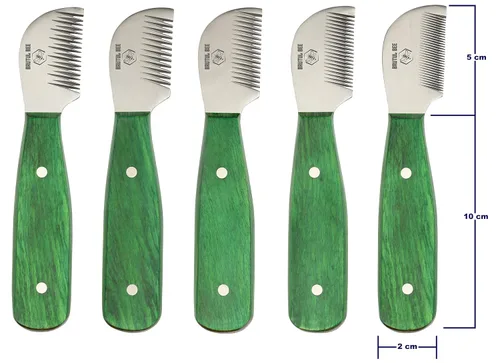 Vista 7 de Bee - Juego de 5 cuchillos de aseo para perros con mango de madera, juego de 5 cuchillos antideslizantes de acero inoxidable para aseo de perros