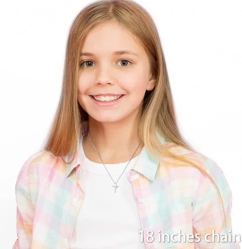 Vista 2 de REVEMCN Collar de cruz de plata y oro negro para niños de acero inoxidable con colgante de cruz para hombres y mujeres, joyería religiosa, regalos