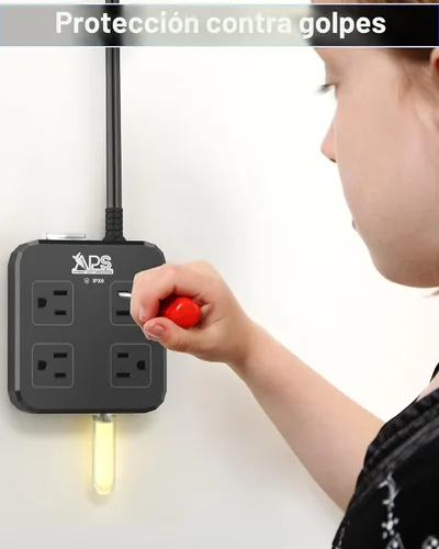 Vista 4 de Regleta de alimentación para exteriores resistente a la intemperie, impermeable, con 4 salidas anchas y 3 puertos USB, cable de extensión de 6 pies