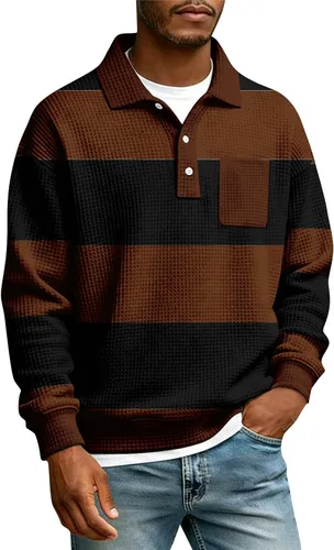 Vista 21 de Camisas de manga larga con botones a cuadros para hombre, con cuello de manga larga, estilo casual, elegante, a cuadros