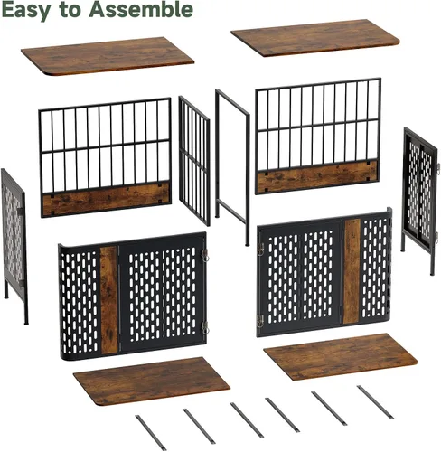 Vista 6 de Muebles dobles del cajón del perro de 71", muebles grandes de la perrera del perro