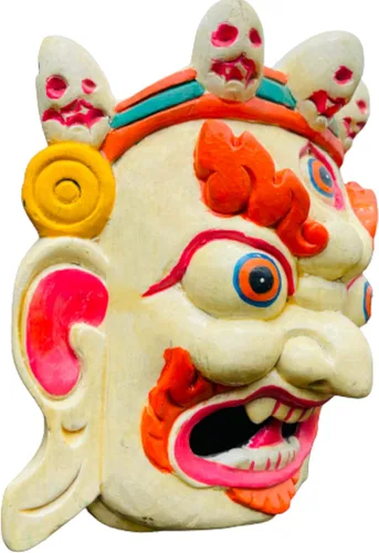 Vista 3 de Himalayan Craft Escultura de pared Bhairab Máscara de madera para colgar en la pared Shiva Mahakala Kaal Bhairab Máscara de budismo para decoración