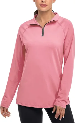 Vista 3 de Cestyle Suéter ligero de manga larga UPF 50 con cremallera de 14 para mujer