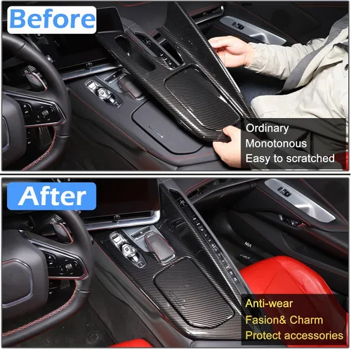 Vista 2 de CHEAYAR Cubierta de panel de palanca de cambios compatible con Chevrolet Corvette C8 2020-2023, decoración de panel de palanca de cambios