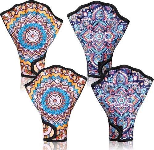 Vista 7 de Honoson 2 pares de guantes de natación para mujer, guantes aeróbicos acuáticos, resistencia al agua, malla para hombres y mujeres, unisex