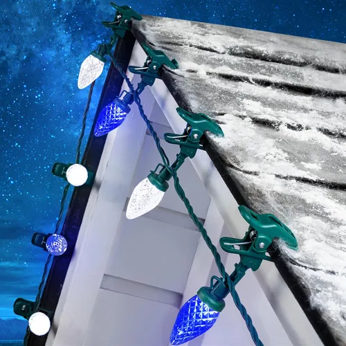 Vista 12 de 49FT 50 LED C9 luces de Navidad impermeables al aire libre, blanco Blanco cálido