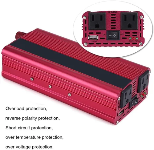 Vista 3 de Kit de inversor de corriente para automóvil, 2000 W CC 12 V a CA 110 V, convertidor de corriente para automóvil, adaptador de cargador USB