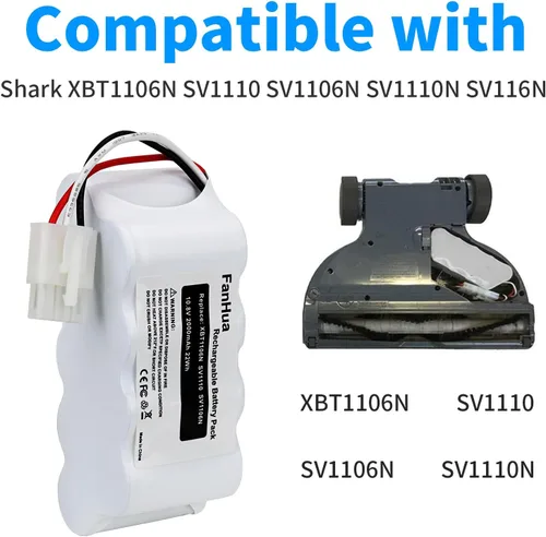Vista 4 de Batería de repuesto de 10.8 V compatible con Shark XBT1106N SV1110 SV1106N SV1110N SV116N Freestyle Navigator aspiradora inalámbrica