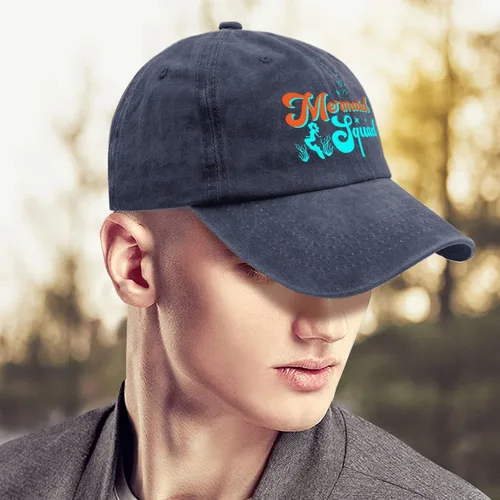 Vista 4 de Mermaid Squads Cap Womens Summer Hat Navy Blue Womens Beach Hat Gifts for Men Workout Cap