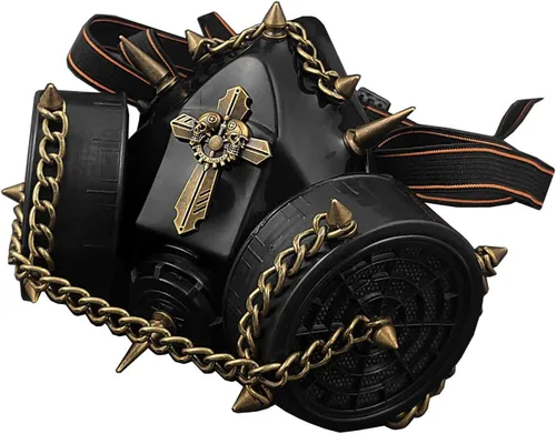 Vista 3 de vogueteen Steampunk Spike Punk Goth - Máscara de gas para hombre y mujer, disfraz de cosplay