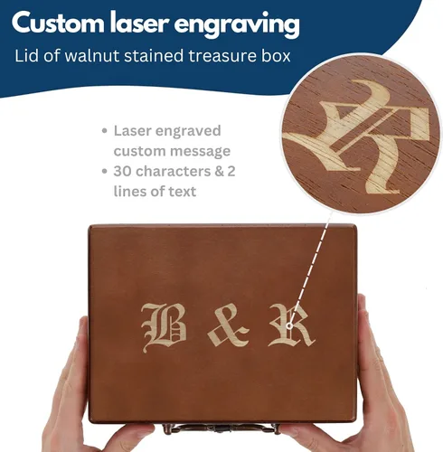 Vista 3 de WE Games Monograma grabado personalizado de madera para cerrar la caja - nogal teñido