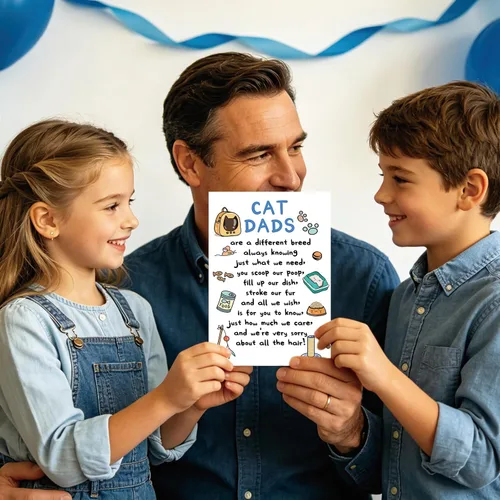 Vista 6 de YiKaLus Divertida tarjeta para el día del padre, gran regalo para el día del padre de parte de un gato Cat Dad
