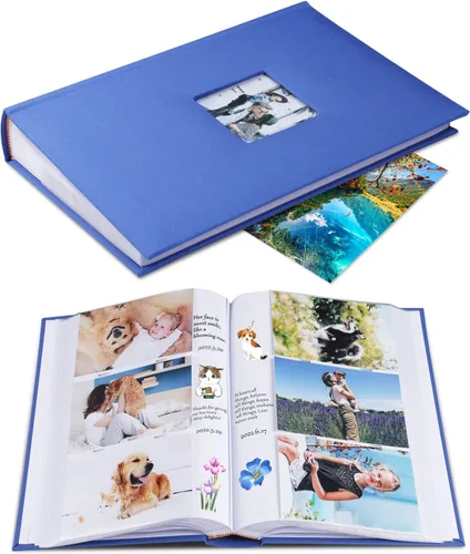 Vista 14 de 1DOT2 Álbum de Fotos 4x6 Capacidad para 402 Fotos con Bolsillos Deslizantes con Memo, Libro de Fotos, Cubierta de Lino, Álbumes de Fotos con Espacio