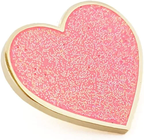 Vista 2 de Pinsanity Pin de solapa esmaltado de corazón con purpurina roja para el día de San Valentín, Rojo