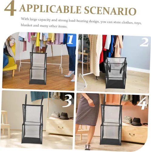 Vista 5 de Beaupretty Cesta plegable de malla para ropa sucia, diseño de mango resistente para el hogar al aire libre
