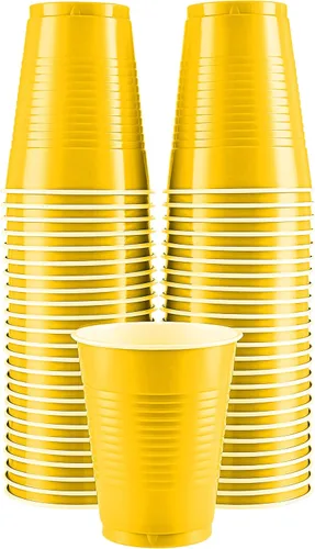 Vista 14 de Amcrate Vasos desechables, vasos de plástico negros de 18 onzas, fuertes y resistentes para bodas, Navidad, Halloween, paquete de 50