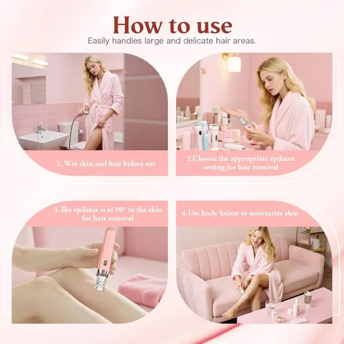 Vista 7 de Epilator for Women, 2 in 1 Facial Hair Removal, Electric Lady Shaver with LED Light, Rechargeable Hair Removal Device for Legs, Face, Bikini & Arms