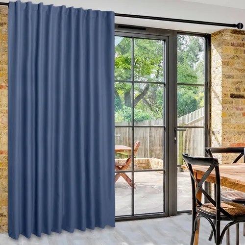 Vista 27 de DWCN Cortina opaca divisora de privacidad para puerta corrediza de patio, cortinas térmicas extra anchas con pestaña trasera y bolsillo para barra