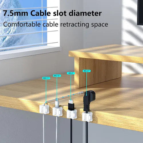 Vista 4 de Kailfee - Paquete de 6 clips magnéticos para cables [cable ajustable suave] Soporte para cables, gestión de cables debajo del escritorio, soporte