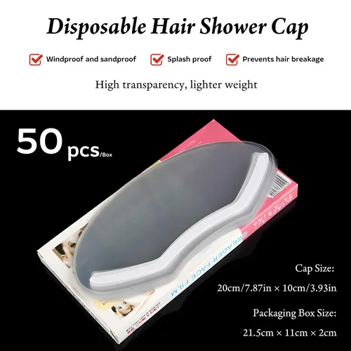 Vista 2 de WALWAL 50 viseras desechables transparentes para ducha, protectores de ojos para corte de pelo, tinte de cabello y cuidado posterior de pestañas