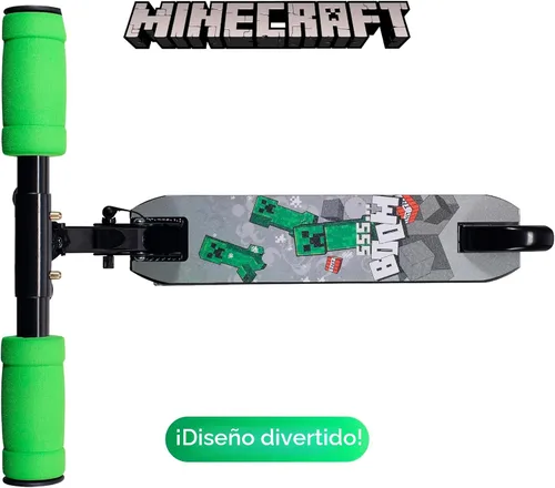 Vista 8 de Monopatín de 2 ruedas con ruedas que se iluminan – Plegable, plataforma antideslizante, cómodo y suave para andar Minecraft