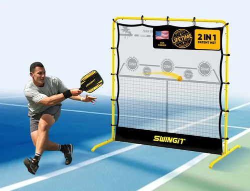 Vista 2 de SwingIt Red de rebote de práctica de pickleball de 6 pies, mini red de bolas de pepinillo portátil para entrada al aire libre, patio trasero