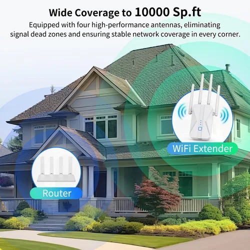 Vista 8 de Amplificador de señal WiFi, extensor WiFi 2026 AC1200Mbps de banda dual