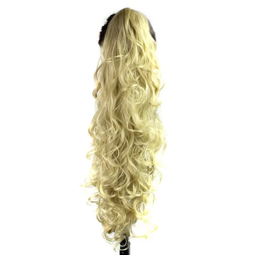 Vista 6 de S-ssoy extensión de cabello sintético rizado para cola de caballo de 31 pulgadas de largo con pinza de garra, pieza de pelo para coleta ondulado 12#