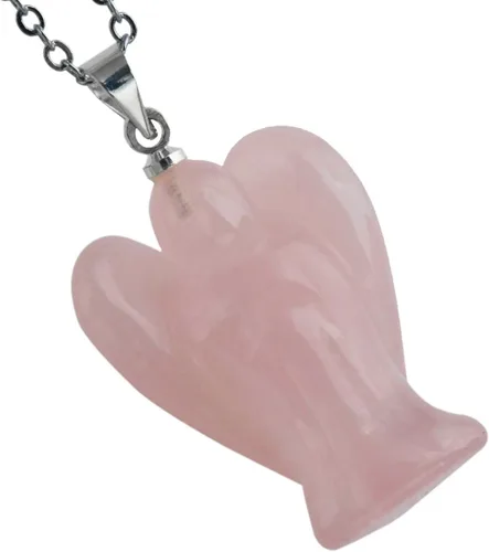 Vista 4 de TUMBEELLUWA 4 collares con colgante de piedra de cristal natural para mujer, colgantes de piedra de cuarzo curativo Reiki a granel con cadenas