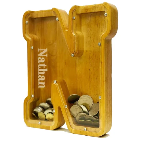 Vista 33 de Alcancía personalizada grande de madera con letras, alcancía de monedas, alcancía personalizada con nombre, puede usarse como regalo de Navidad