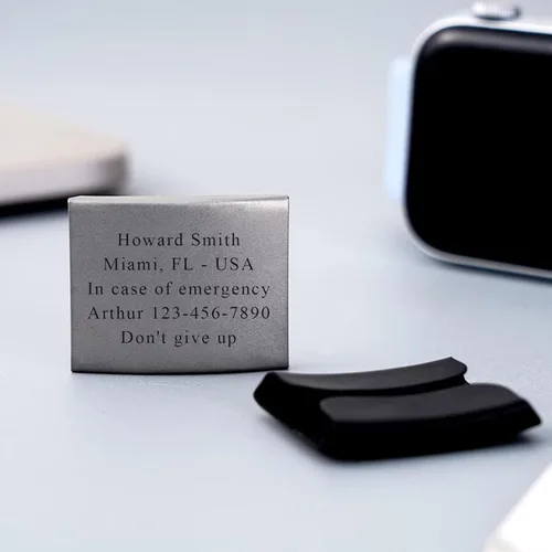 Vista 5 de Etiqueta de alerta médica personalizada para correa de reloj, etiqueta de identificación médica grabada personalizada para Apple Watch Band Fitness