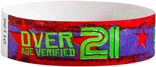 Vista 15 de 500 pulseras Tyvek de WristCo Paquete Variado Mayores de 21 - ¾" x 10" - Pulseras de papel impermeables, reciclables, cómodas, resistentes a