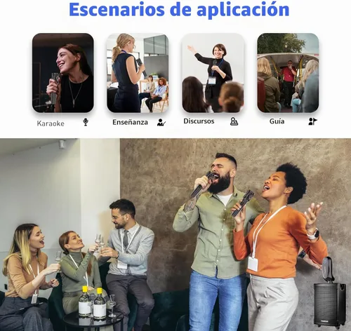 Vista 8 de ZOWEETEK Juego de micrófono de karaoke dinámico de mano dual inalámbrico