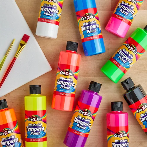 Vista 3 de Cra-Z-Art POP! Pintura de témpera lavable de neón para niños, paquete a granel de 10 unidades, colores fluorescentes surtidos, juego de pintura